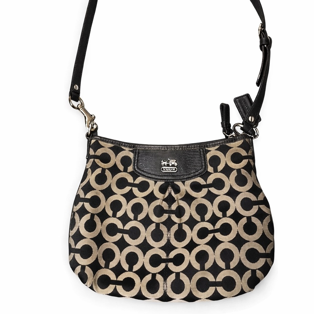Coach Black and Cream Patterned Crossbody Bag